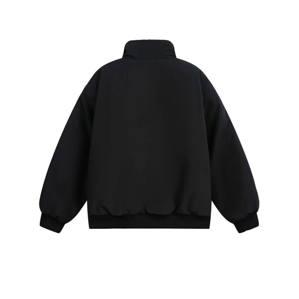 Black jacket shown from the back on a white background