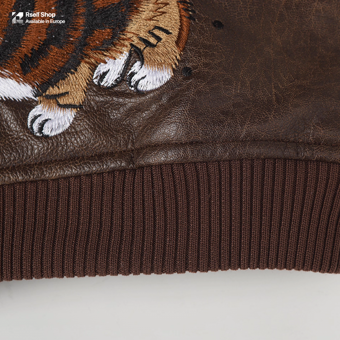 Vintage Cat Leather Jacket  Unisex Warm Coat